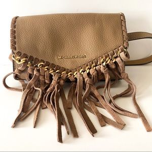 Michael Kors Leather & Suede Fringe Fanny Pack